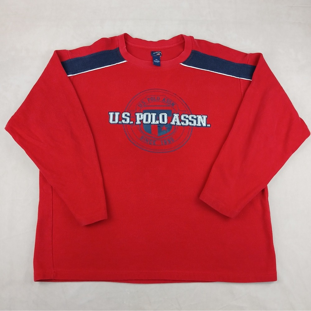 VTG US Polo Assn 2XL Mens Sweater Y2K Rib Knit Boxy FLAWS‎ 27x29 USPA